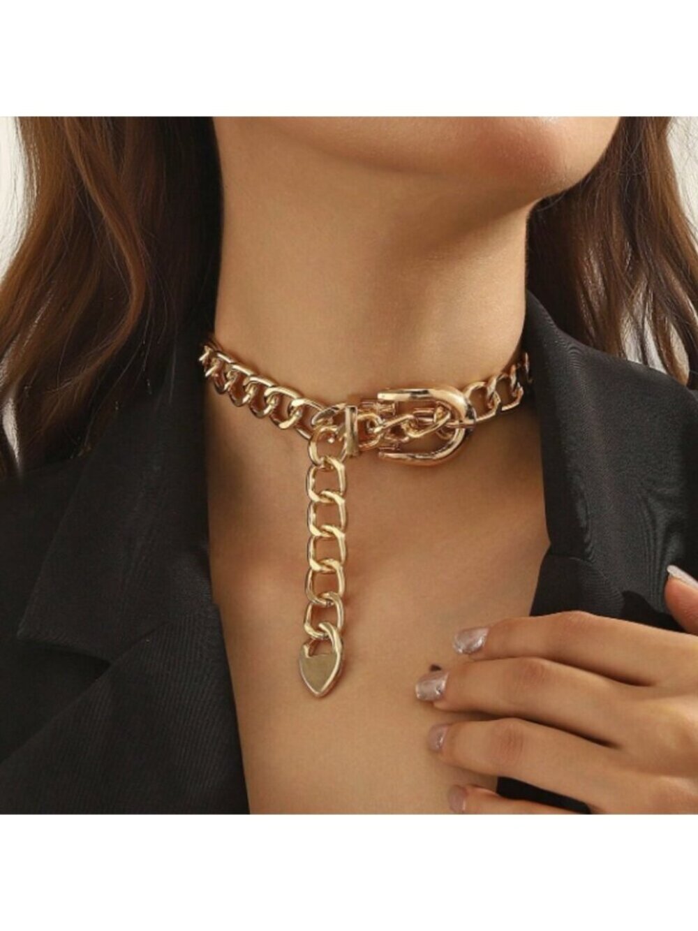 18K Gold Filled Chunky Chain Choker Necklace | 40cm (15.7") - Picture 1 of 2